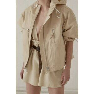 Thakoon Rain Coat Anorak Cotton Zip Hooded Jacket Medium NWT